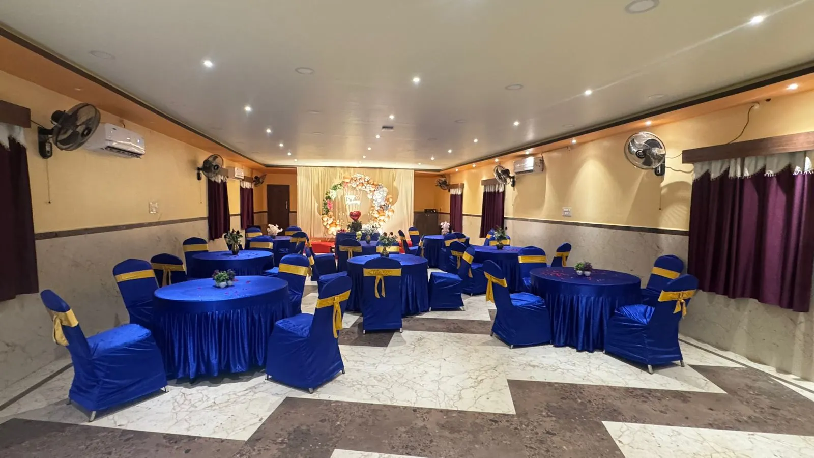 Elegant banquet hall for events and weddings at Hotel Sunrise Jeypore